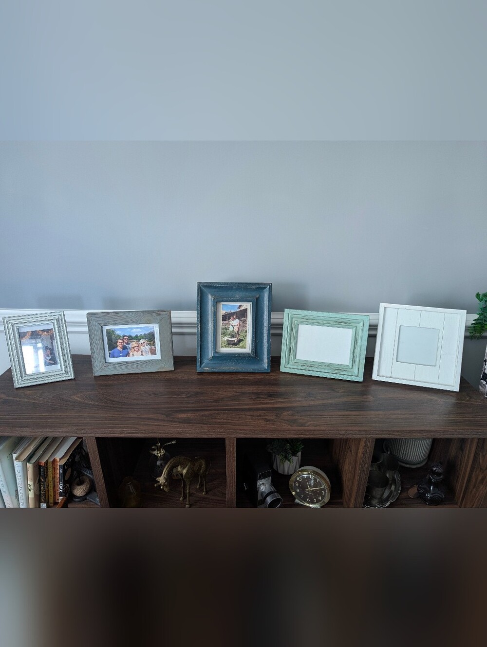 Neutral Wooden Picture Frame Collection in Blue, Gray, Green, White